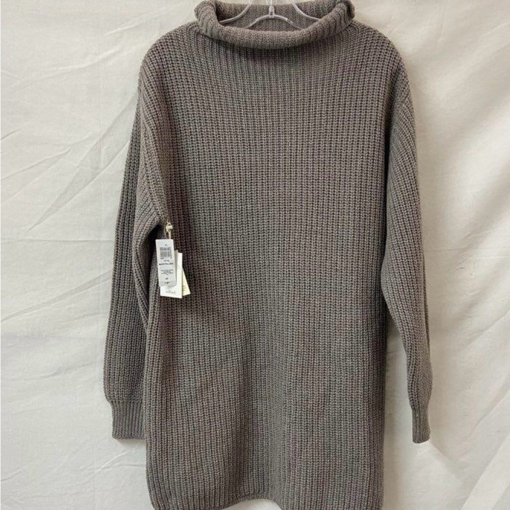 Wilfred Taupe Cowl Neck Knit Sweater Dress
